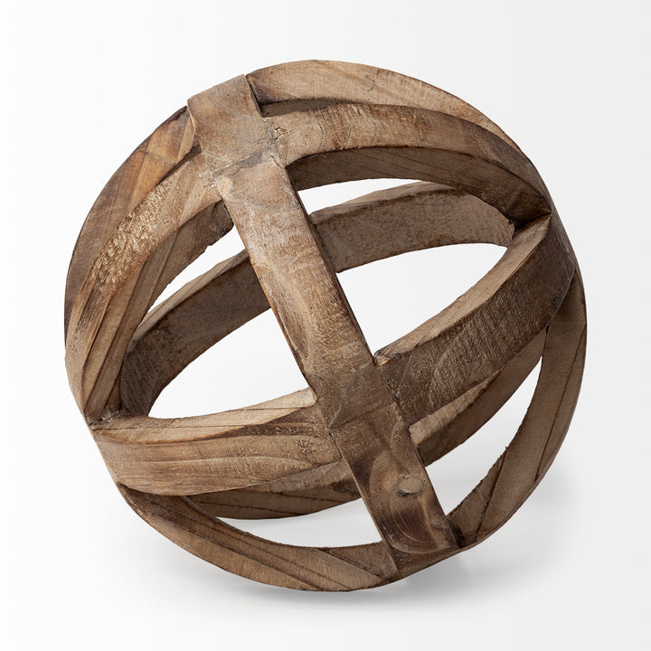 Tibik 8L x 8W Natural Wooden Orb Decor Mercana