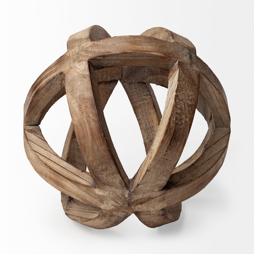 Tibik 8L x 8W Natural Wooden Orb Decor Mercana