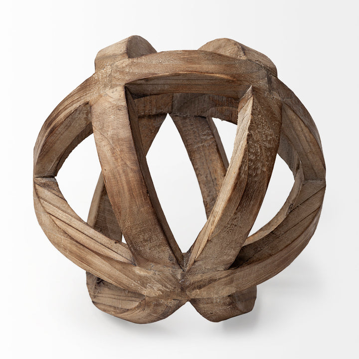 Tibik 8L x 8W Natural Wooden Orb Decor Mercana