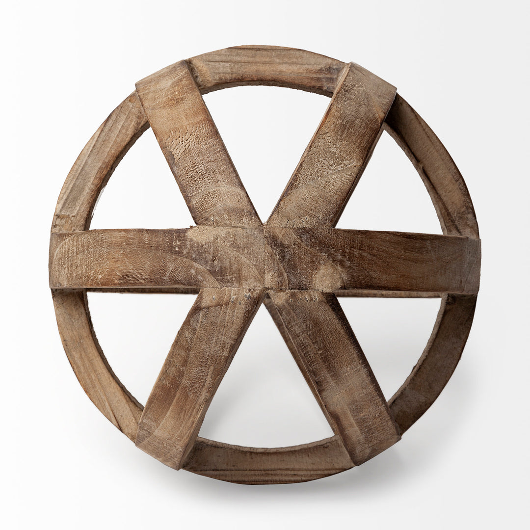 Tibik 8L x 8W Natural Wooden Orb Decor Mercana