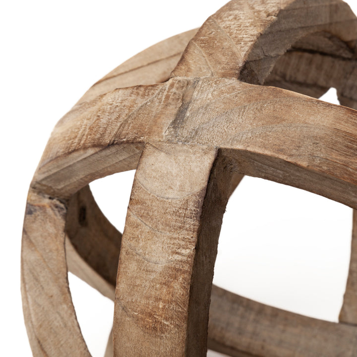 Tibik 8L x 8W Natural Wooden Orb Decor Mercana