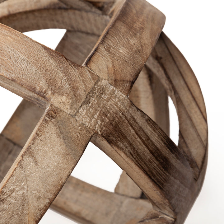 Tibik 8L x 8W Natural Wooden Orb Decor Mercana