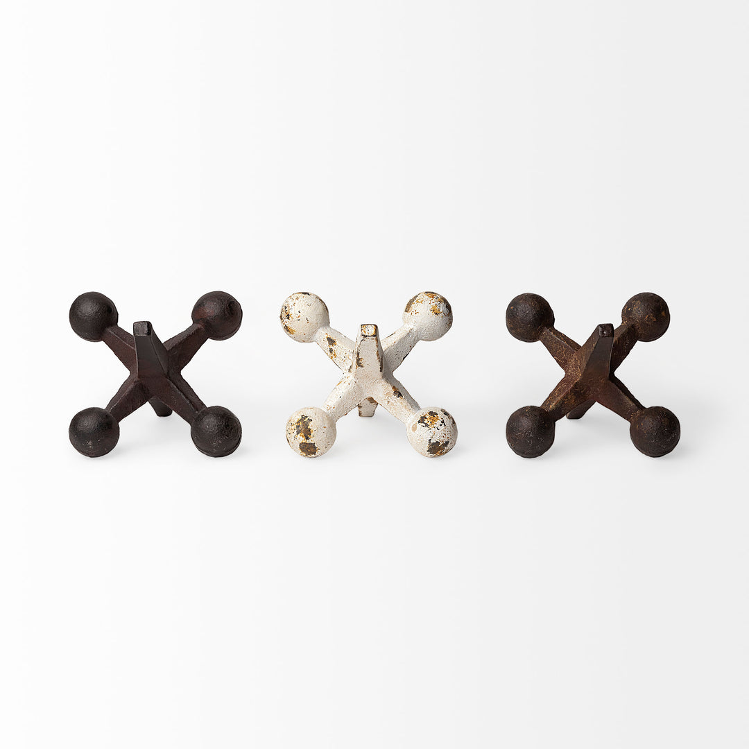 Jax Set of 3 8L x 7W Cast Iron Metal Jacks Decor Mercana