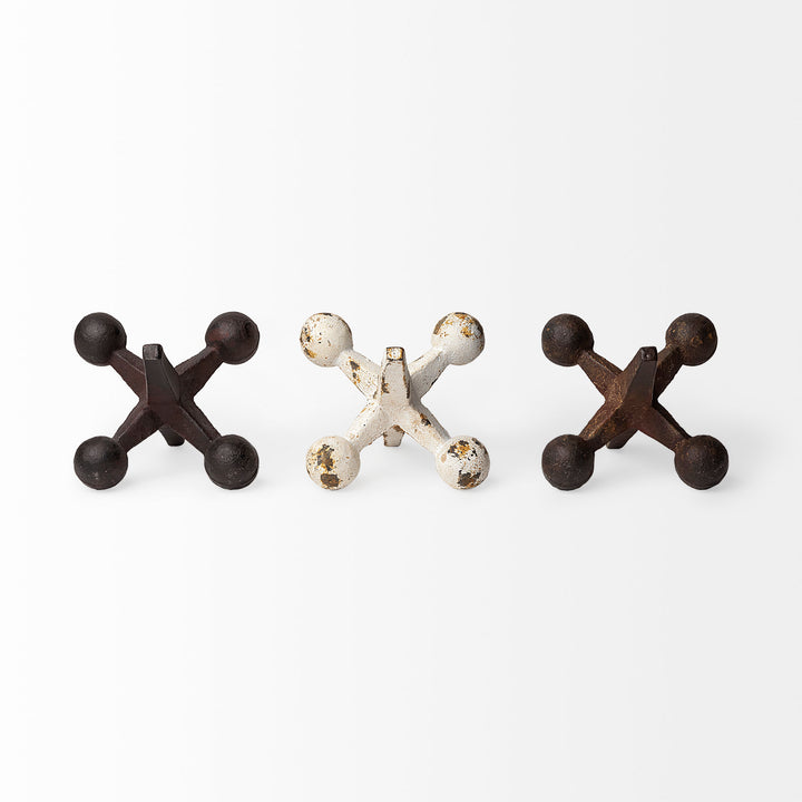 Jax Set of 3 8L x 7W Cast Iron Metal Jacks Decor Mercana