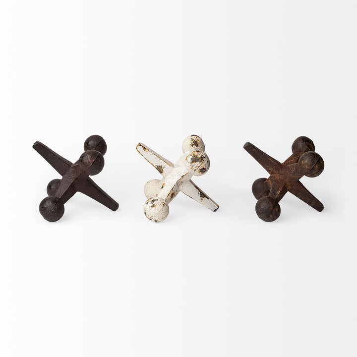 Jax Set of 3 8L x 7W Cast Iron Metal Jacks Decor Mercana