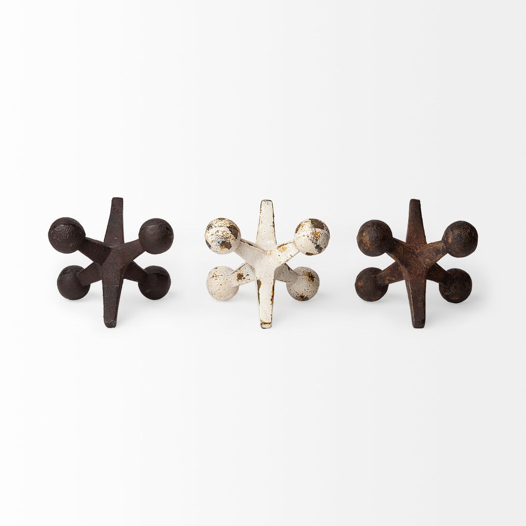 Jax Set of 3 8L x 7W Cast Iron Metal Jacks Decor Mercana