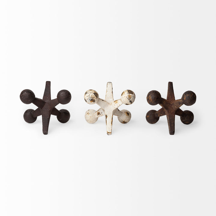 Jax Set of 3 8L x 7W Cast Iron Metal Jacks Decor Mercana
