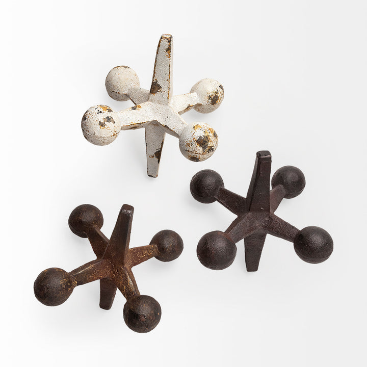 Jax Set of 3 8L x 7W Cast Iron Metal Jacks Decor Mercana