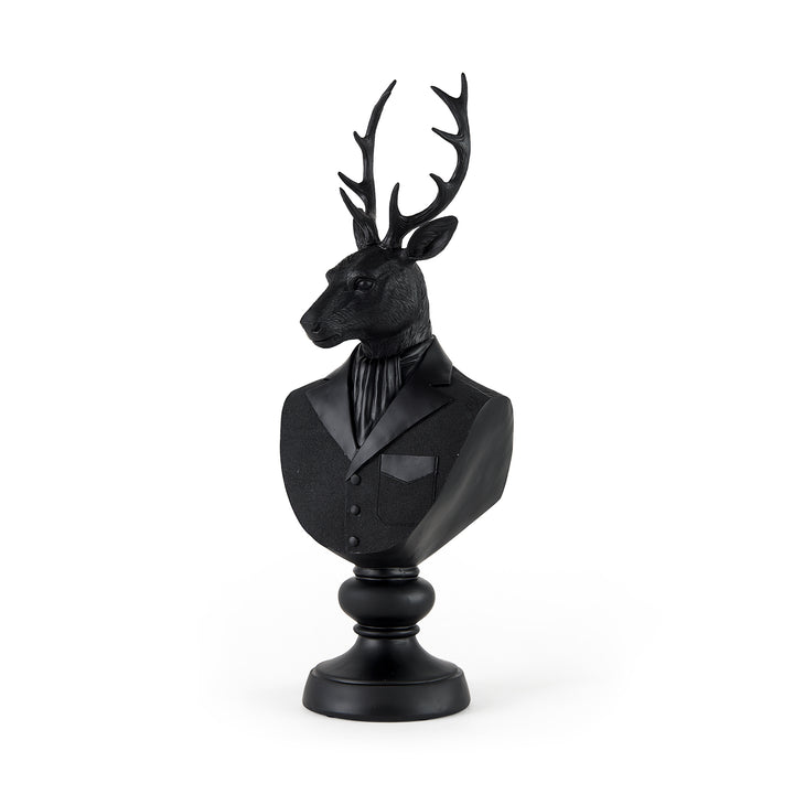 Mozart Black Painted Resin Deer Bust Decor Mercana