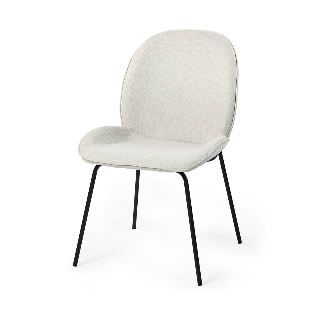 Inala White Fabric Seat Black Metal Frame Dining Chair Living Room Mercana