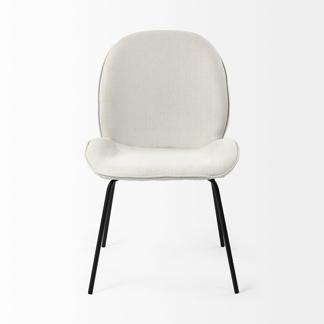 Inala White Fabric Seat Black Metal Frame Dining Chair Living Room Mercana