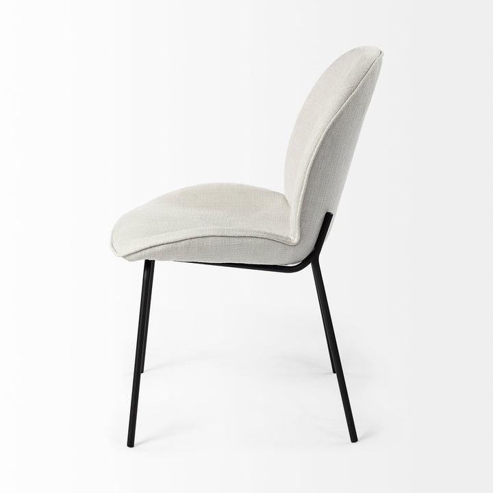 Inala White Fabric Seat Black Metal Frame Dining Chair Living Room Mercana