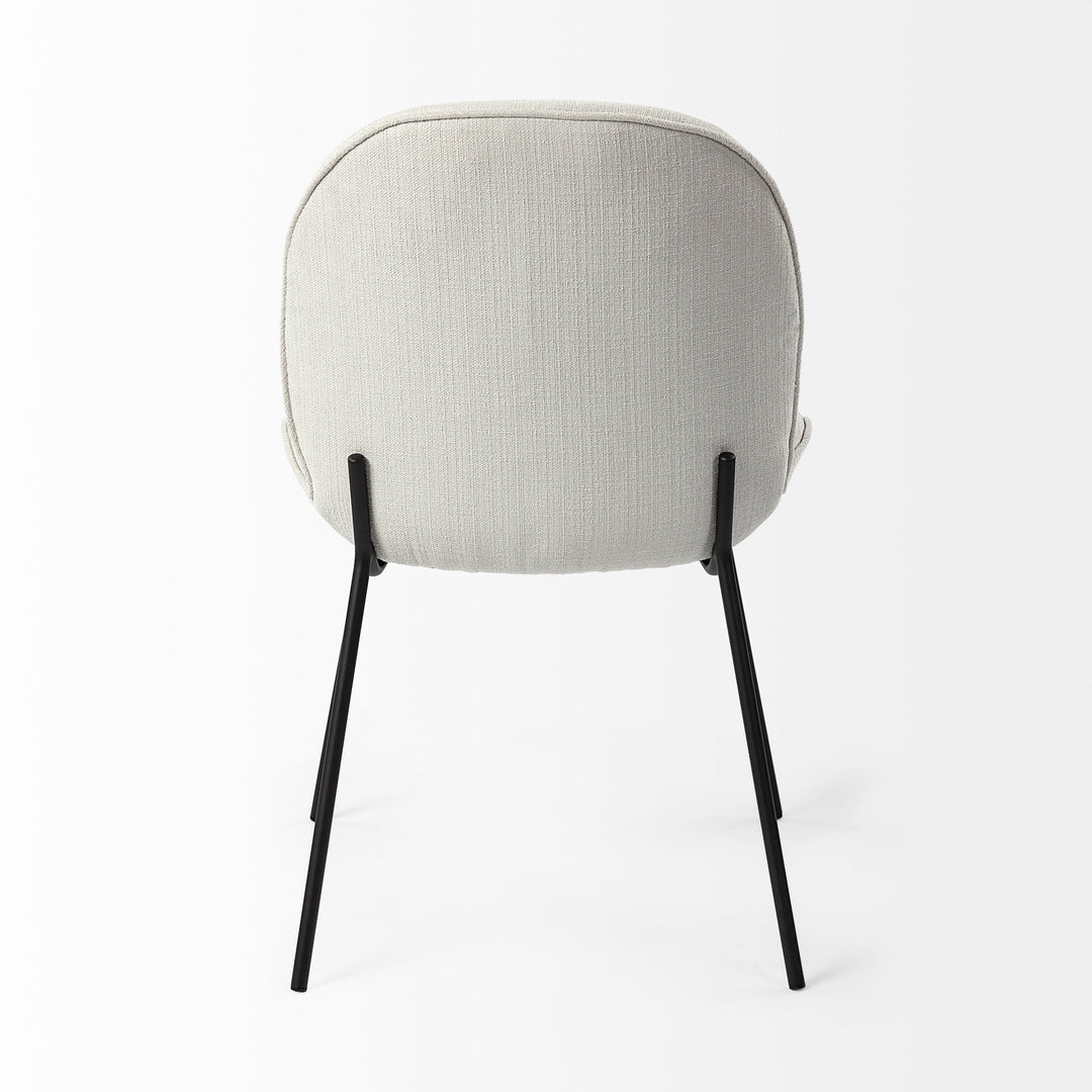 Inala White Fabric Seat Black Metal Frame Dining Chair Living Room Mercana