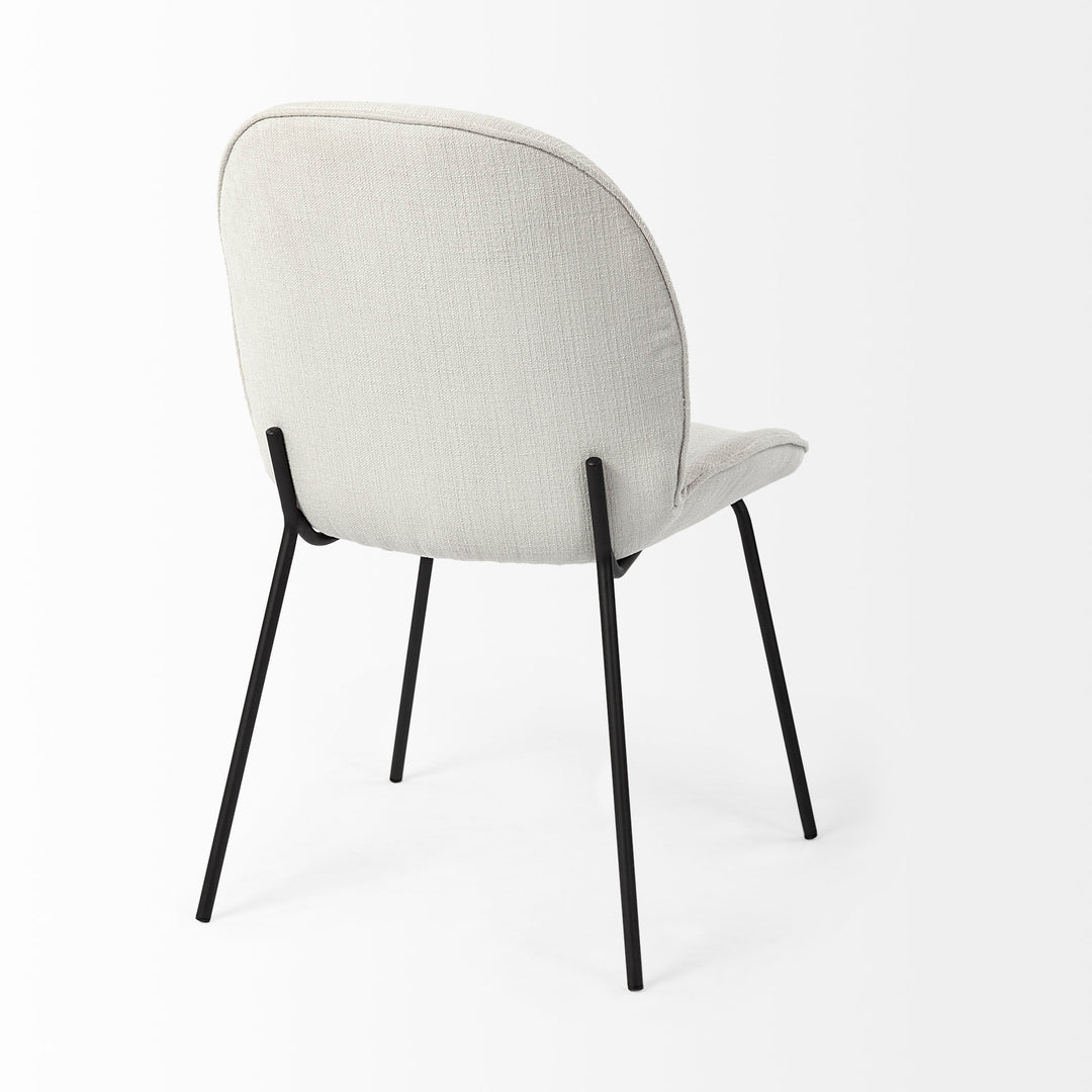 Inala White Fabric Seat Black Metal Frame Dining Chair Living Room Mercana