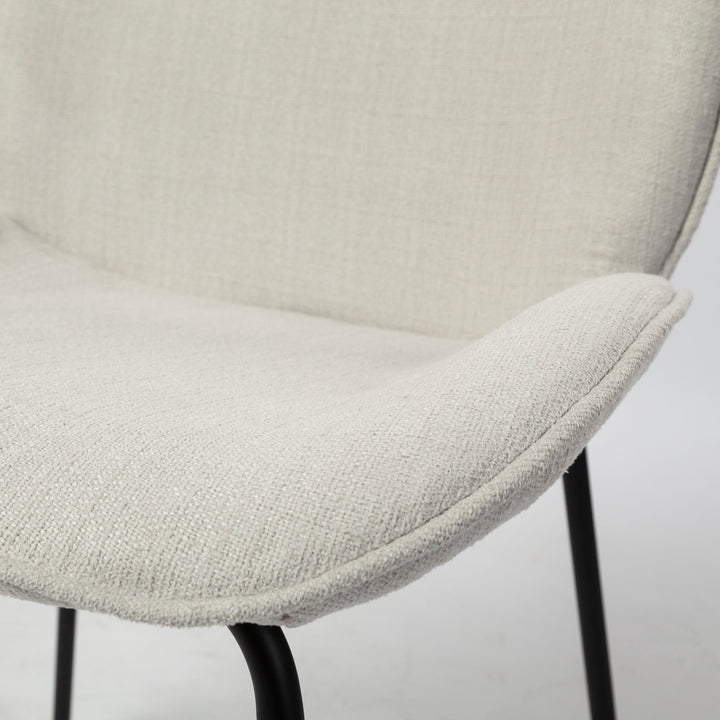Inala White Fabric Seat Black Metal Frame Dining Chair Living Room Mercana