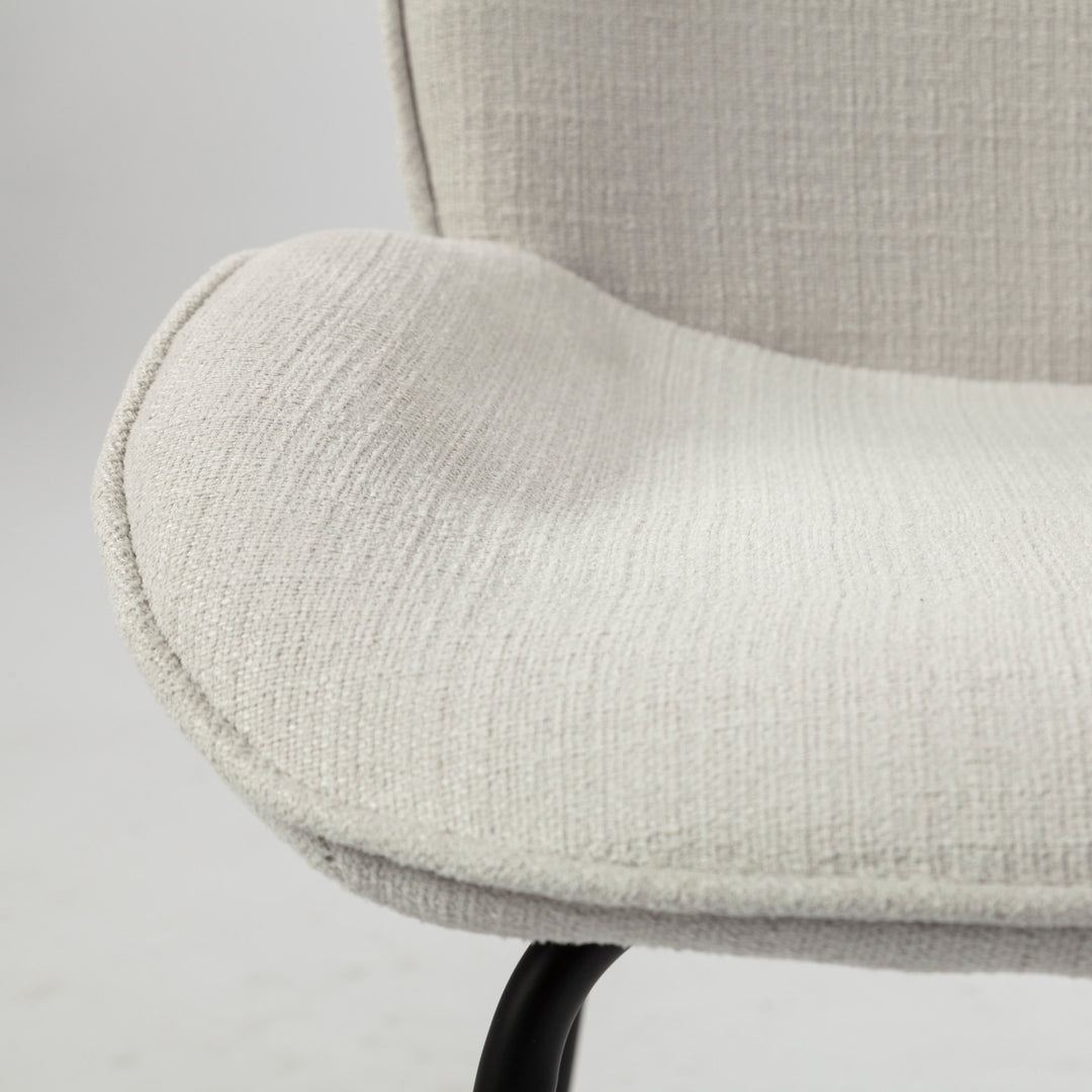 Inala White Fabric Seat Black Metal Frame Dining Chair Living Room Mercana