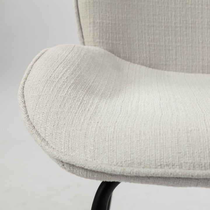 Inala White Fabric Seat Black Metal Frame Dining Chair Living Room Mercana