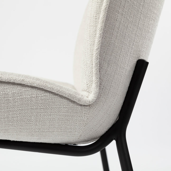 Inala White Fabric Seat Black Metal Frame Dining Chair Living Room Mercana