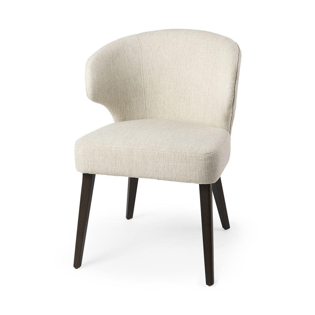 Niles Cream Fabric Seat W/ Dark Brown Wooden Legs Wingback Dining Chair Dining Room Mercana