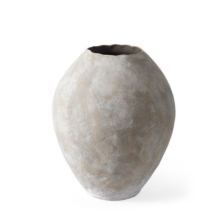 Gobi 20L x 23H Small Tan Ceramic Oval Vase Decor Mercana