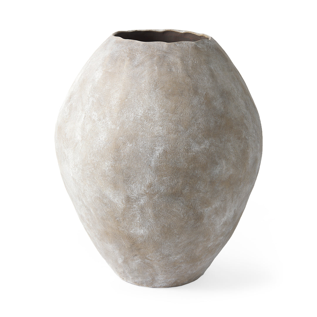 Gobi 23L x 28H Large Tan Ceramic Oval Vase Decor Mercana