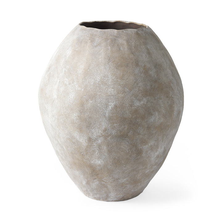 Gobi 23L x 28H Large Tan Ceramic Oval Vase Decor Mercana