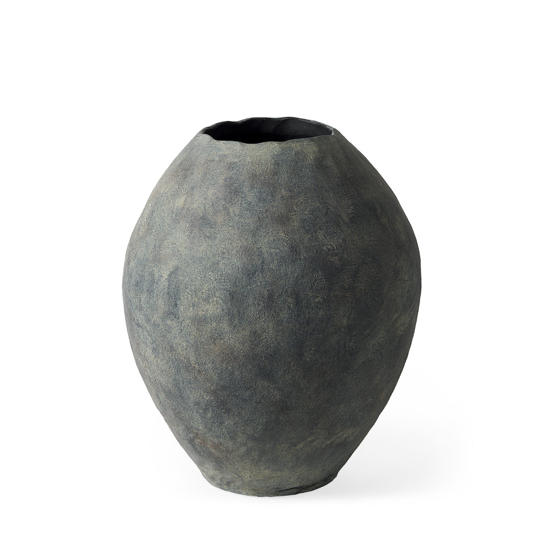 Gobi 20L x 23H Small Gray Ceramic Oval Vase Decor Mercana