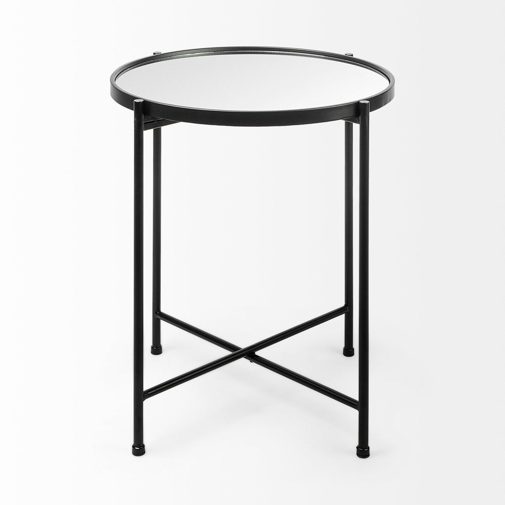 Samantha (Small) Black Mirror Top Accent Table Decor Mercana