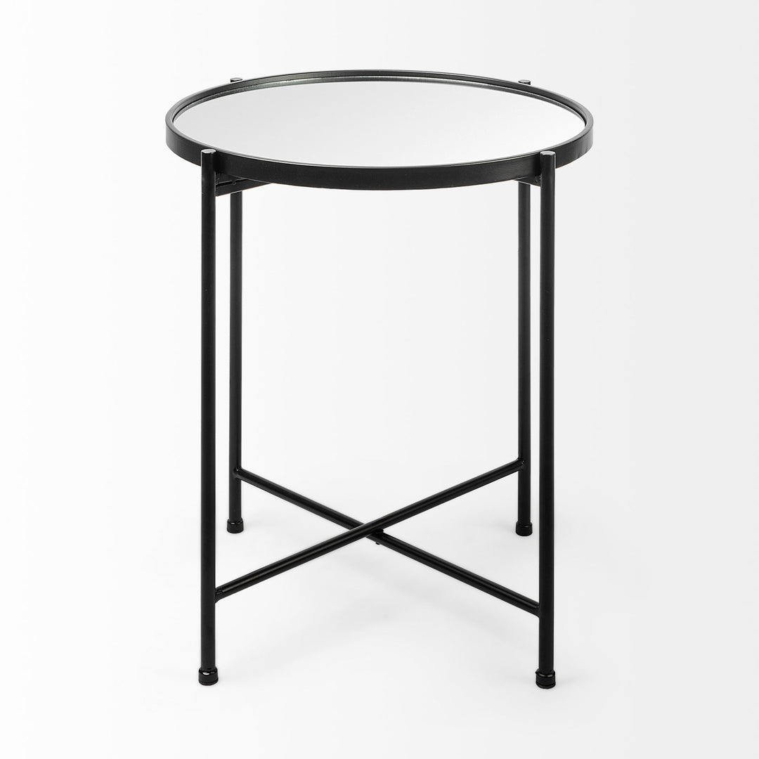 Samantha (Small) Black Mirror Top Accent Table Decor Mercana