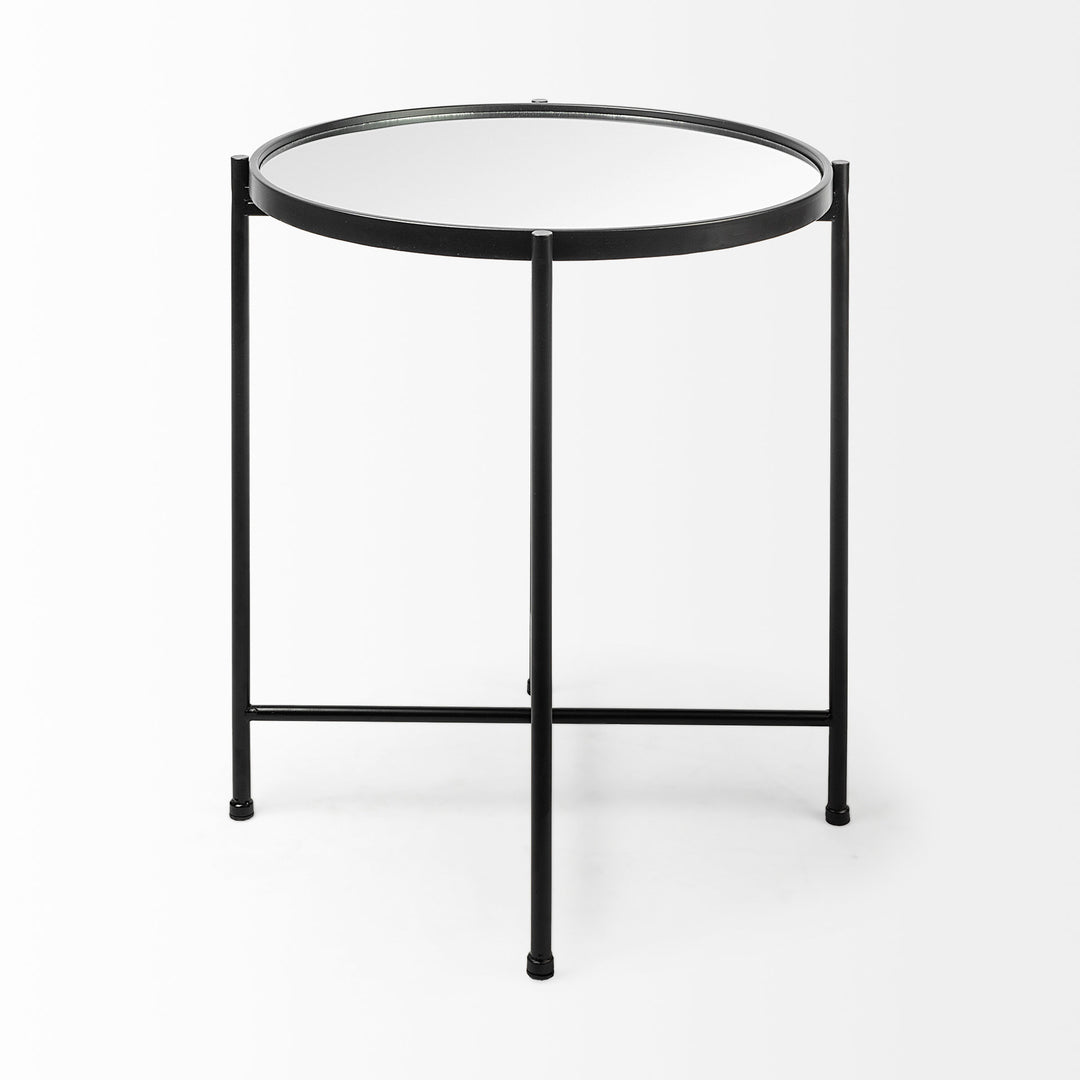 Samantha (Small) Black Mirror Top Accent Table Decor Mercana