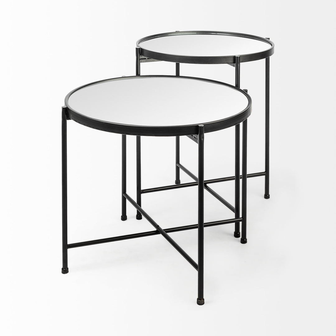 Samantha (Small) Black Mirror Top Accent Table Decor Mercana