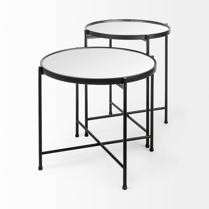 Samantha (Small) Black Mirror Top Accent Table Decor Mercana