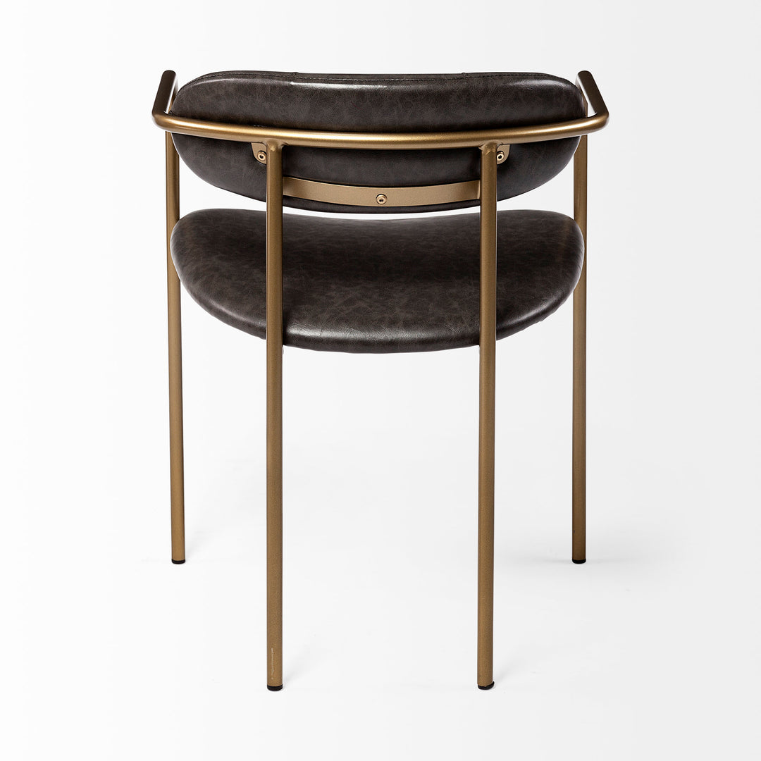 Parker Brown Faux Leather Seat Gold Metal Dining Chair Living Room Mercana