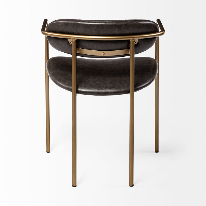 Parker Brown Faux Leather Seat Gold Metal Dining Chair Living Room Mercana