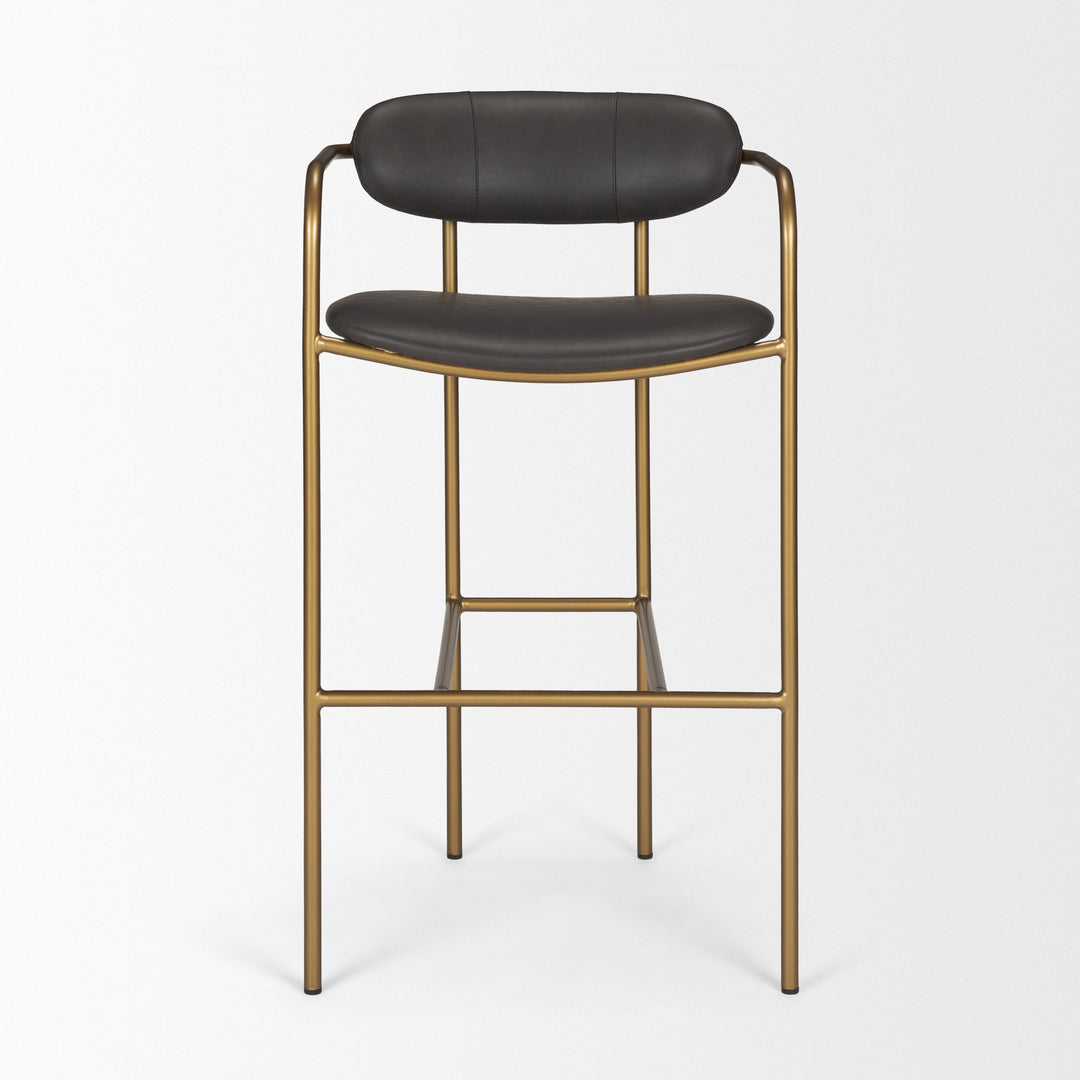 Parker Brown Faux Leather Seat Gold Metal Bar Stool Dining Room Mercana