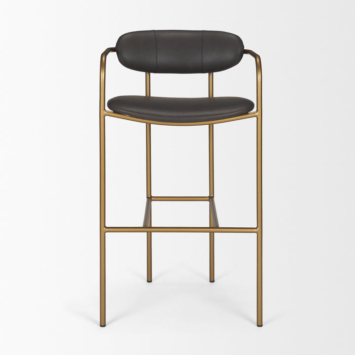Parker Brown Faux Leather Seat Gold Metal Bar Stool Dining Room Mercana