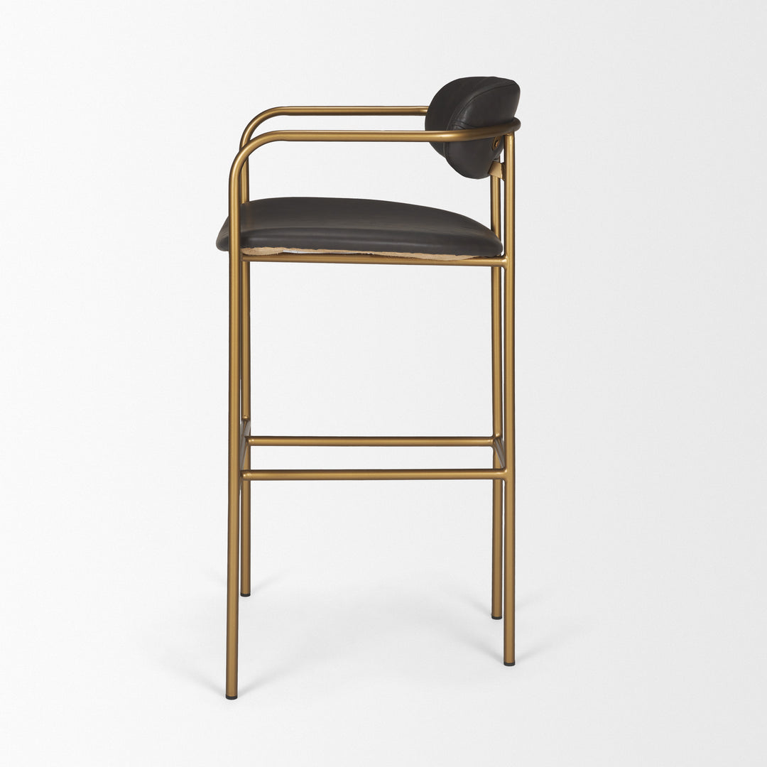 Parker Brown Faux Leather Seat Gold Metal Bar Stool Dining Room Mercana