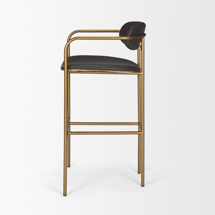 Parker Brown Faux Leather Seat Gold Metal Bar Stool Dining Room Mercana