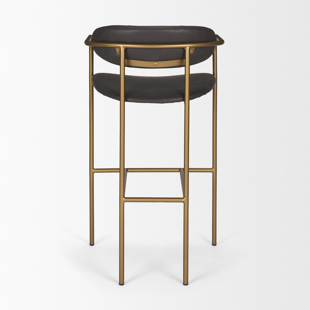 Parker Brown Faux Leather Seat Gold Metal Bar Stool Dining Room Mercana