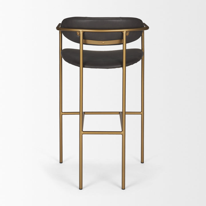 Parker Brown Faux Leather Seat Gold Metal Bar Stool Dining Room Mercana