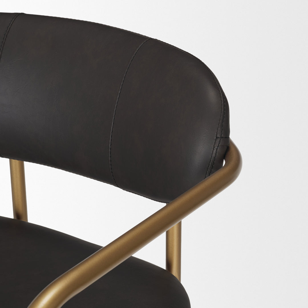 Parker Brown Faux Leather Seat Gold Metal Bar Stool Dining Room Mercana