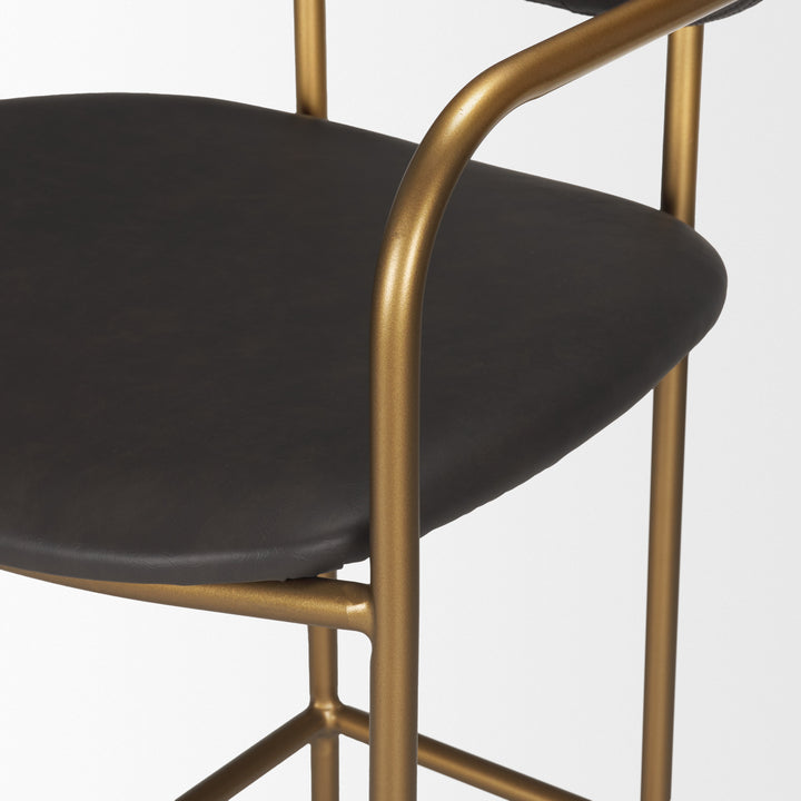 Parker Brown Faux Leather Seat Gold Metal Bar Stool Dining Room Mercana