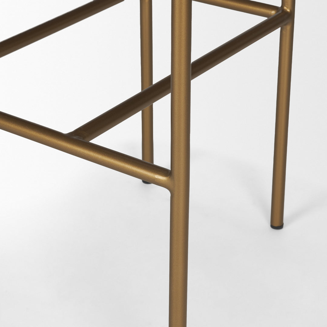Parker Brown Faux Leather Seat Gold Metal Bar Stool Dining Room Mercana