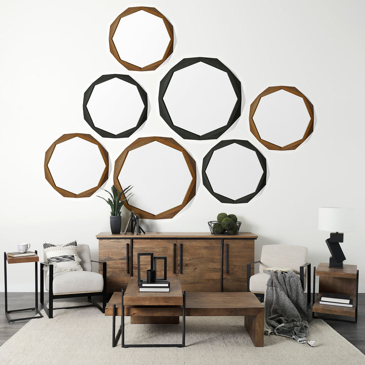 Maddox Medium Brown Wood w/ Black Metal C-shaped End/Side Table Living Room Mercana
