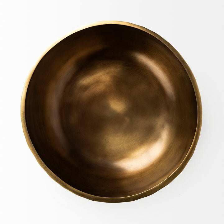 Karmel 12L x 12W Gold Hammered Aluminum Bowl Decor Mercana