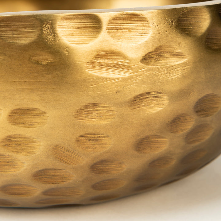 Karmel 12L x 12W Gold Hammered Aluminum Bowl Decor Mercana