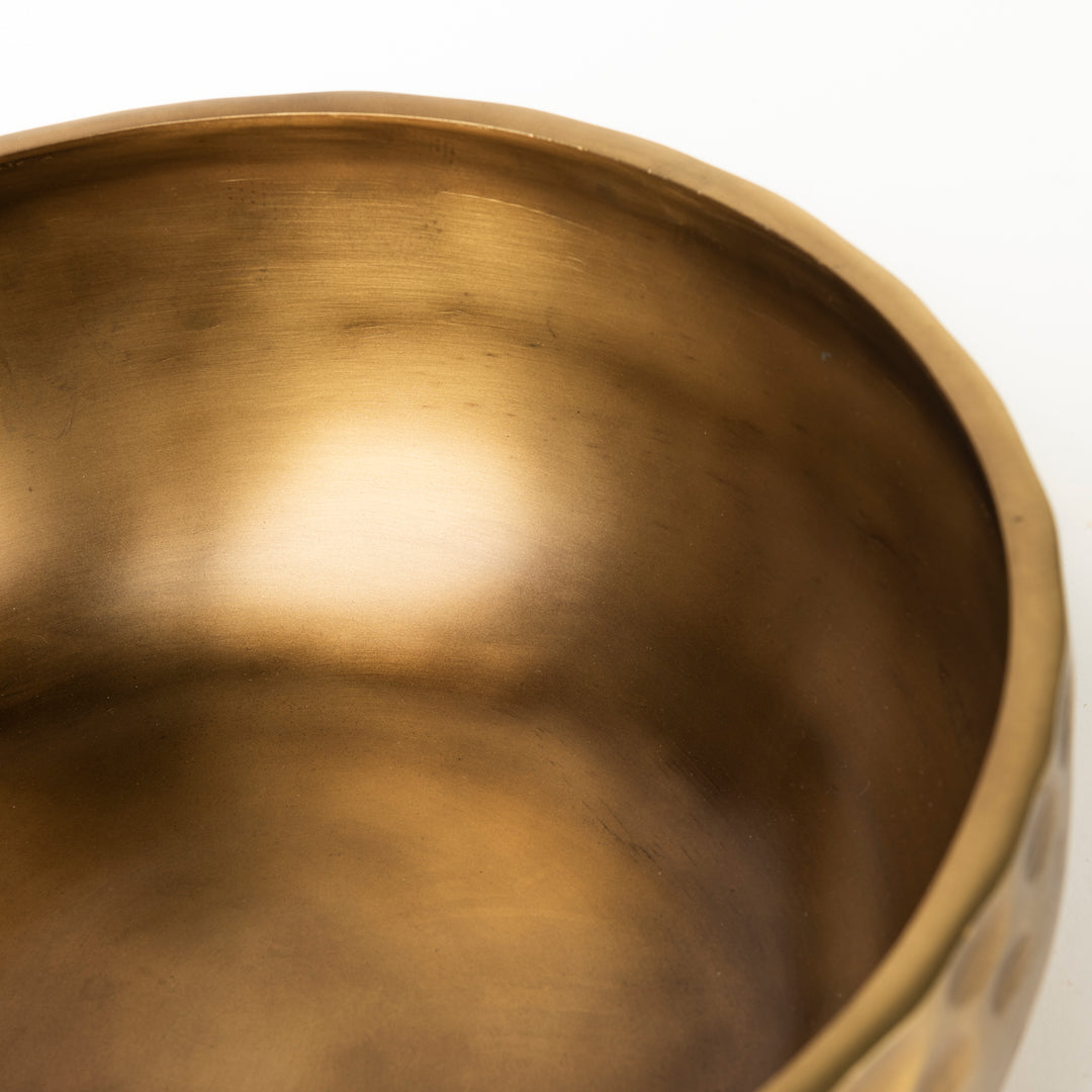 Karmel 12L x 12W Gold Hammered Aluminum Bowl Decor Mercana