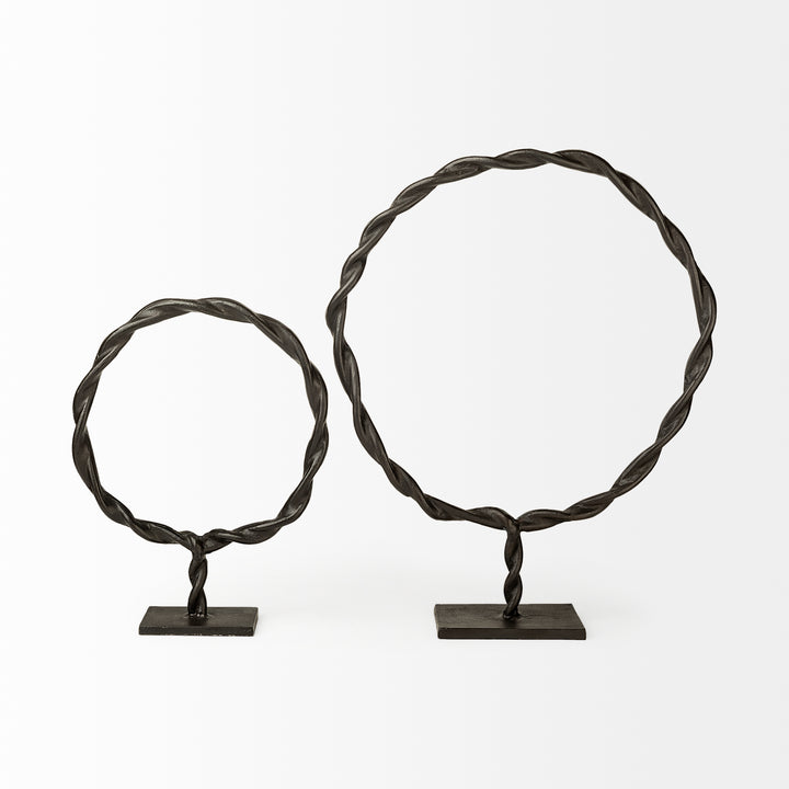 Rizwan (Small) Black Aluminum Braided Circular Object Decor Mercana