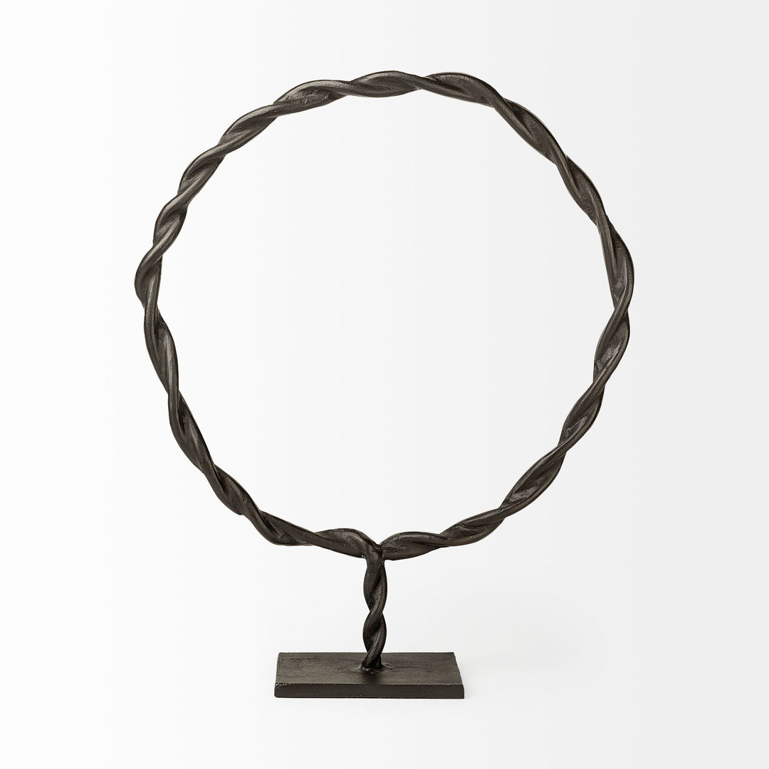 Rizwan (Large) Black Aluminum Braided Circular Object Decor Mercana