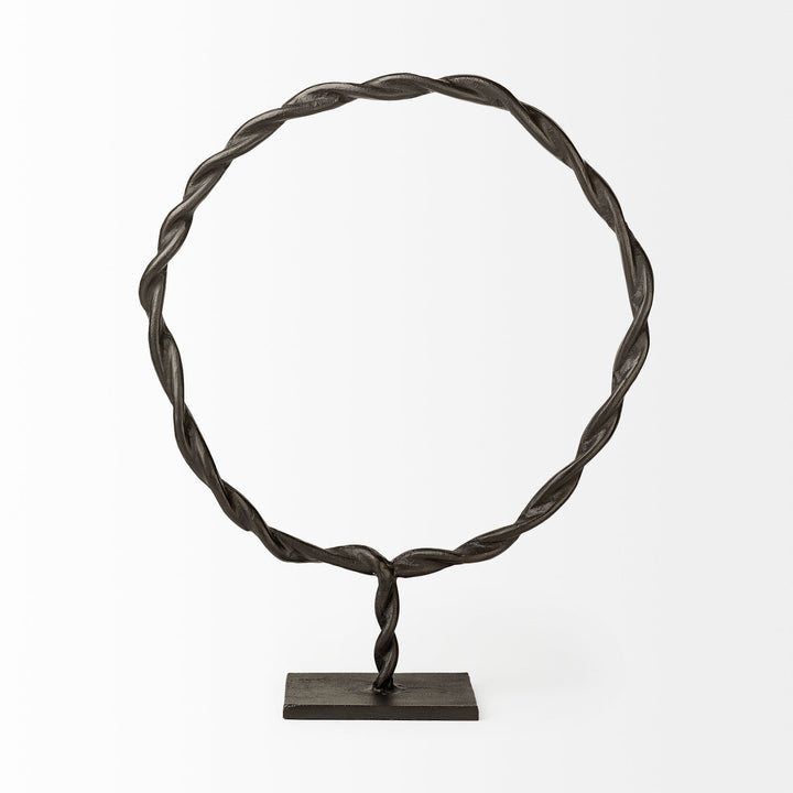 Rizwan (Large) Black Aluminum Braided Circular Object Decor Mercana